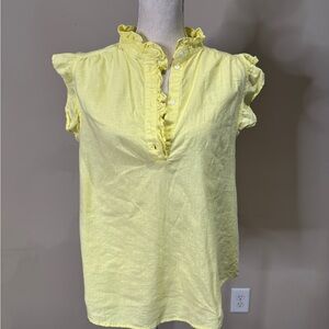 Yellow Ruffled Cap Sleeve Top
